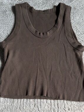 Brandy Melville Ribbed Cropped Brown Tank Top